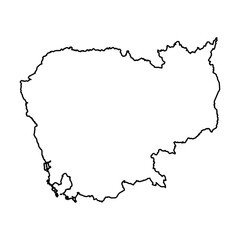 Obraz premium Black Outline Sketch Map of Cambodia Country
