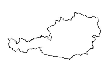 Black Outline Sketch Map of Austria Country