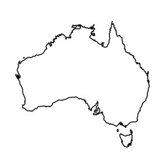 Black Outline Sketch Map of Australia Country © Vectoro