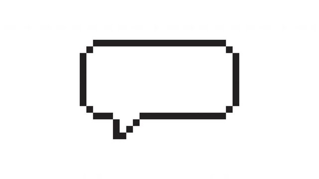 Clean pixel speech bubble animation with balanced proportions for classic messaging interface