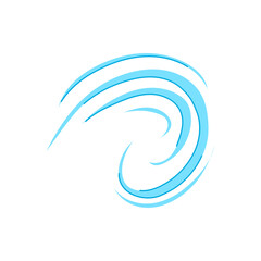 Naklejka premium Blue stylized lines depict a gust of wind, illustrating the powerful movement, dynamic airflow, and abstract concept of speed and energy on a white background