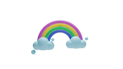 3D Rainbow with Clouds - Whimsical & Colorful Design