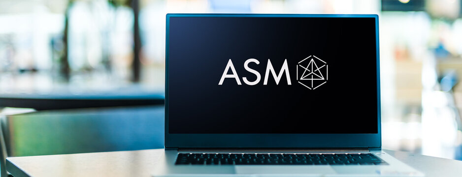 Laptop computer displaying logo of ASM International N.V.