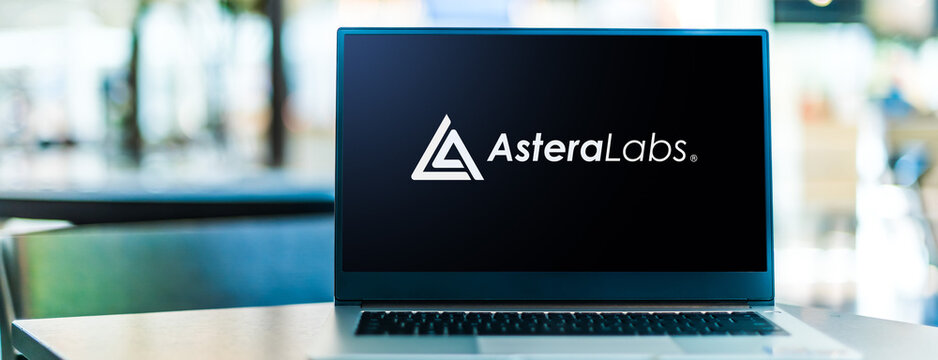 Laptop computer displaying logo of Astera Labs