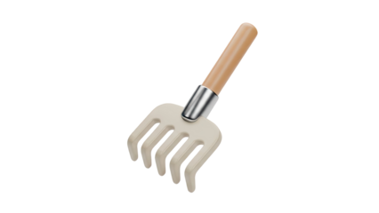 3D Render of a Miniature Garden Rake on a White Background