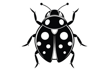 ladybug silhouette line art vector illustration with a white background