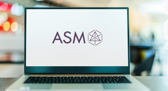 Laptop computer displaying logo of ASM International N.V.