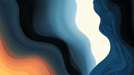 retro-inspired abstract background, warm reds and yellows with navy accents, flowing curvy shapes, soft minimal textures, midcentury modern vibes,