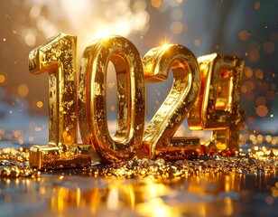 Gleaming gold numerical figures for celebration or milestone