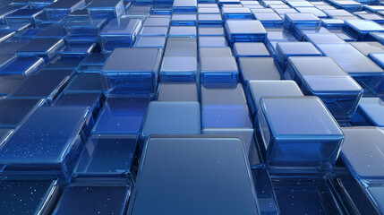 Obraz premium Futuristic Blue Glass Cubes With Reflective Light