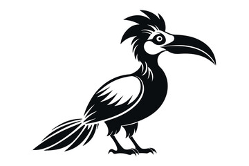 hornbill silhouette line art vector illustration with a white background © pipp99
