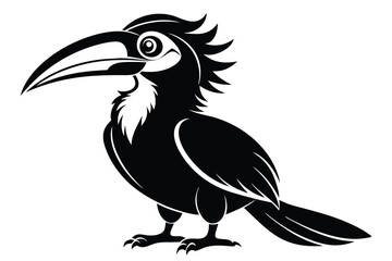 hornbill silhouette line art vector illustration with a white background © pipp99
