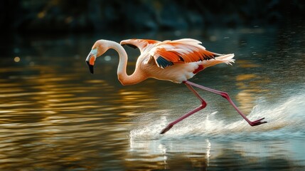 Flamingos in water artistic photography