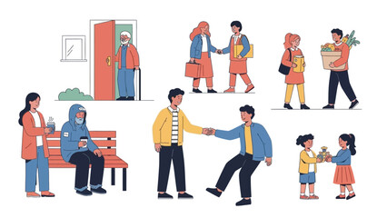 Kindness and Generosity: Diverse People Helping Each Other, Acts of Charity