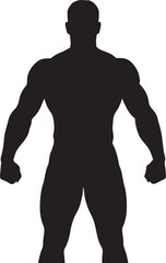 Fototapeta premium Muscular bodybuilder man silhouette. Strong male fitness athlete vector illustration isolated on white background.