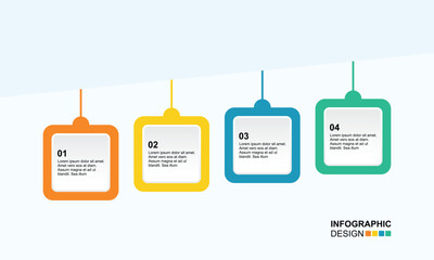 Colorful Infographic Tags with Numbered Steps in Modern Minimalist Design with Bright Vibrant Colors for Business Presentations