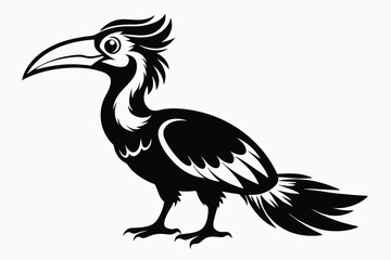 hornbill silhouette line art vector illustration with a white background © pipp99
