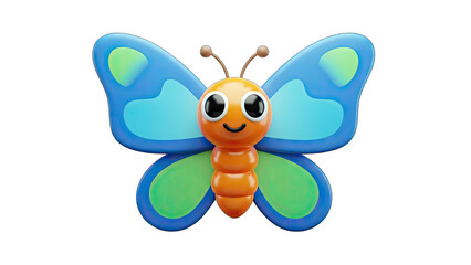 Fototapeta premium 3D Cartoon Butterfly on White Background