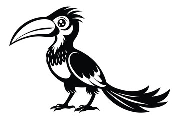 Obraz premium hornbill silhouette line art vector illustration with a white background