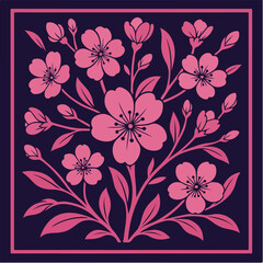 Decorative Floral Square Ornament Illustration