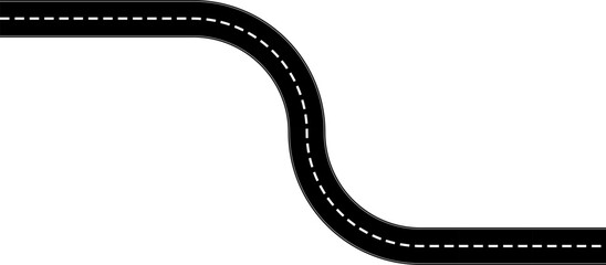 Fototapeta premium Roadmap curvy road. Roadmap with stages. Top view on a curved highway road map. Roadmap diagram Vector illustration, PNG, JPG. 