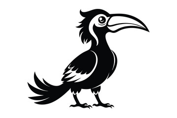 hornbill silhouette line art vector illustration with a white background © pipp99