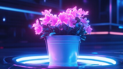 Flowers in neon light
