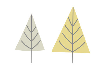 Scandinavian Minimal Tree Illustration Modern Style Yellow and Gray
