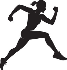 Running woman silhouette. Female athlete sprinting vector illustration.