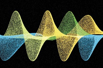 Oscillating lines of varying colors cross and create an abstract pattern