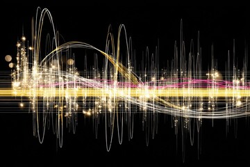 Abstract light streaks and sparks on a black background