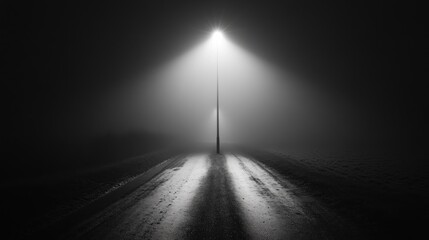 Foggy night streetlight