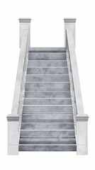 White staircase with gray steps isolated.