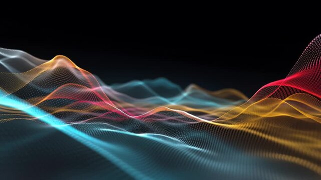 A colorful wave of light. The colors are vibrant. Abstract minimal waves representing ai guided breathing feedback soft flowing shapes calm pastel gradients ai driven mental health tools