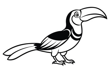 hornbill silhouette line art vector illustration with a white background © pipp99