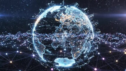 Digital Globe of the Earth with Network Connections and Data Flow Visuals for Modern Technologies - Powered by Adobe