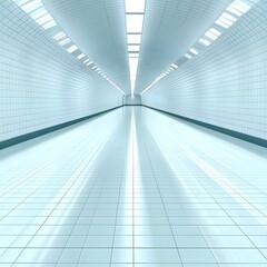 Bright Modern White Corridor with Skylights.