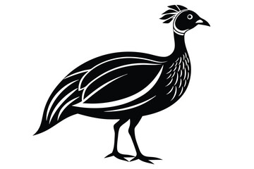 Fototapeta premium guineafowl silhouette line art vector illustration with a white background