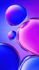 Abstract composition of vibrant, glossy orbs in shades of blue and purple.