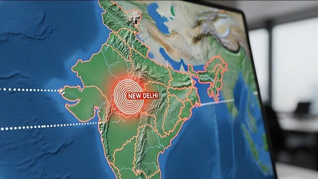 geospatial map visualization with red hotspot over delhi india - digital data analytics