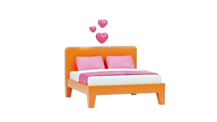 3D Bed with Hearts: Love & Romance Concept