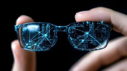 Futuristic Glasses with Digital Display.