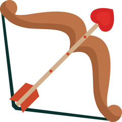 Bow and Arrow Icon Flat Style &ndash; Valentine&rsquo;s Day Love, Romantic Cupid, Heart Symbol