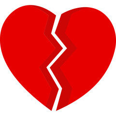 Broken Heart Icon Flat Style &ndash; Valentine&rsquo;s Day Heartbreak, Romantic Loss, Love Symbol