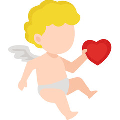 Cupid Icon Flat Style &ndash; Valentine&rsquo;s Day Love, Romantic Arrow, Heart Symbol