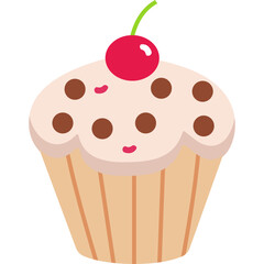 Cupcake Icon Flat Style &ndash; Valentine&rsquo;s Day Love, Romantic Dessert, Sweet Treat Symbol