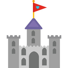 Castle Icon Flat Style &ndash; Valentine&rsquo;s Day Romance, Fairy Tale Love, Romantic Palace Symbol