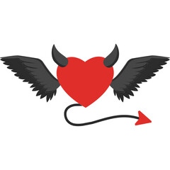 Devil Heart Icon Flat Style &ndash; Valentine&rsquo;s Day Love, Romantic Mischief, Playful Heart Symbol