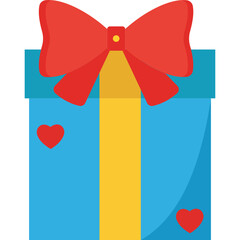 Gift Box Icon Flat Style &ndash; Valentine&rsquo;s Day Love, Romantic Present, Surprise Gift Symbol