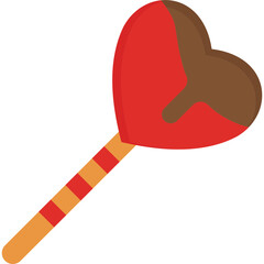 Heart Lollipop Icon Flat Style &ndash; Valentine&rsquo;s Day Love, Romantic Candy, Sweet Treat Symbol